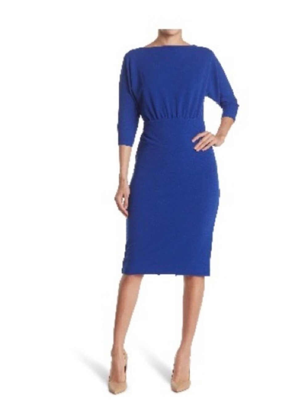 Alexia Admor XL Royal Blue Sheath Dress 3/4 Sleeve Boat Neck Career Cocktail